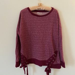 Maurices Maroon Sweater w/Ties at Bottom - XL